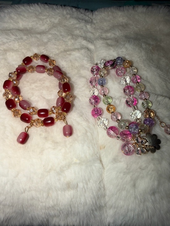 Source Unknown Jewelry - Burgundy and Multicolor Beaded Bracelet Set - 4 in total